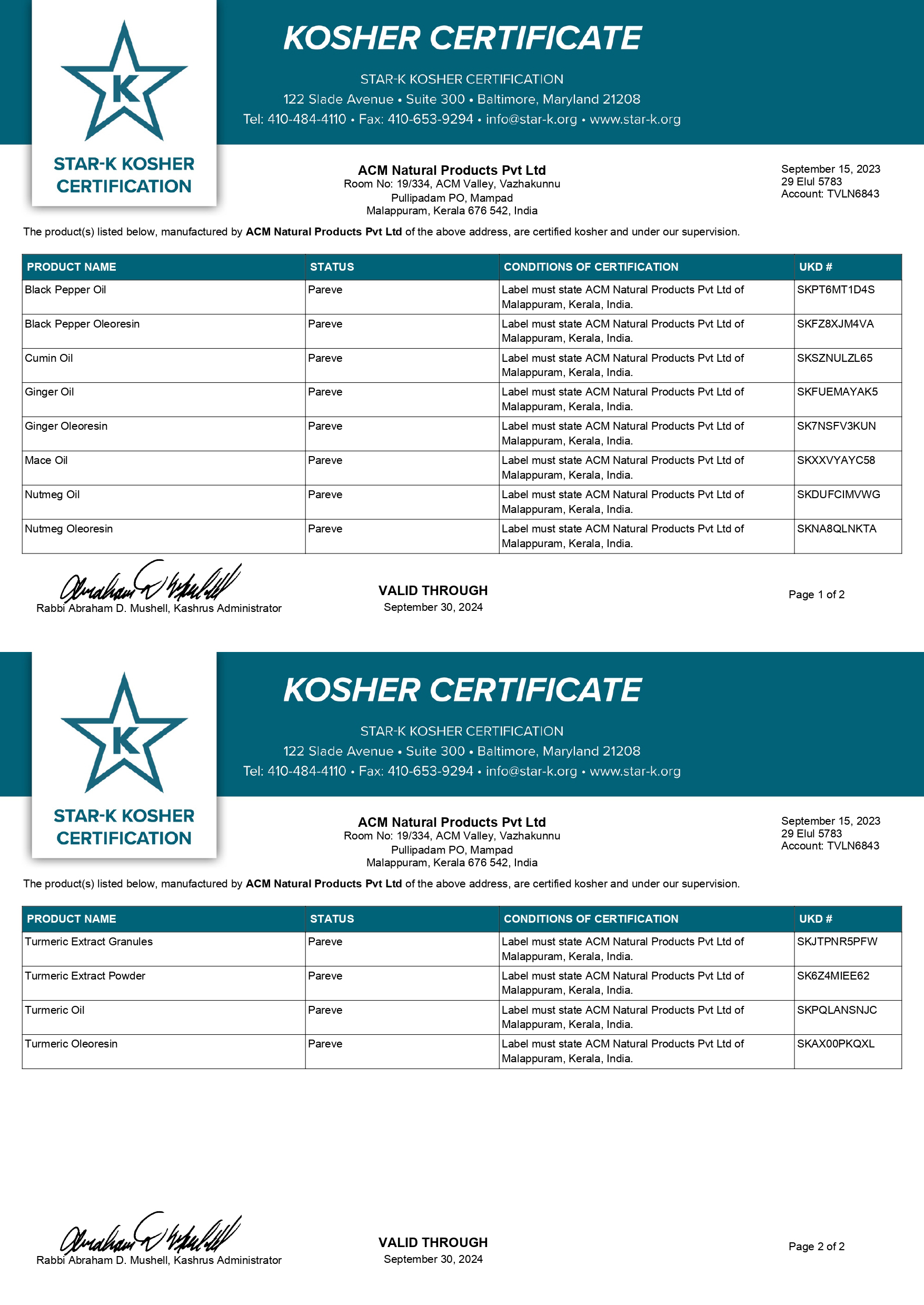 KOSHER CERTIFICATION